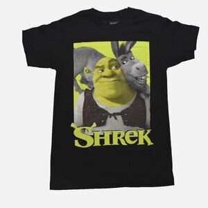 Shrek And Donkey Portrait Mens Black Funny Ogre Cartoon Movie Shirt New Small